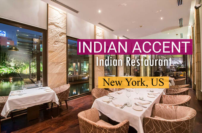 restaurant dining area view of 'indian accent' indian restaurant in new york united states